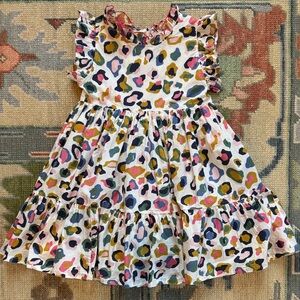 Pink Chicken Girls Multicolor Leopard Print Twirl Dress